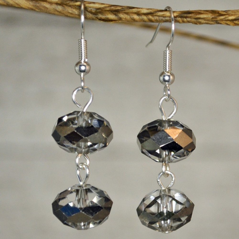 Mirrored Crystal Drop Earrings Handmade​​​​